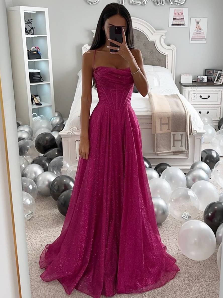 Leonida satin maxi dress for women | long sleeves, open back & elegant winter evening look