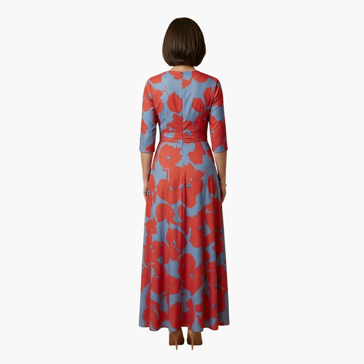 Floral Dress with V-Neck for Women Elegant & Long