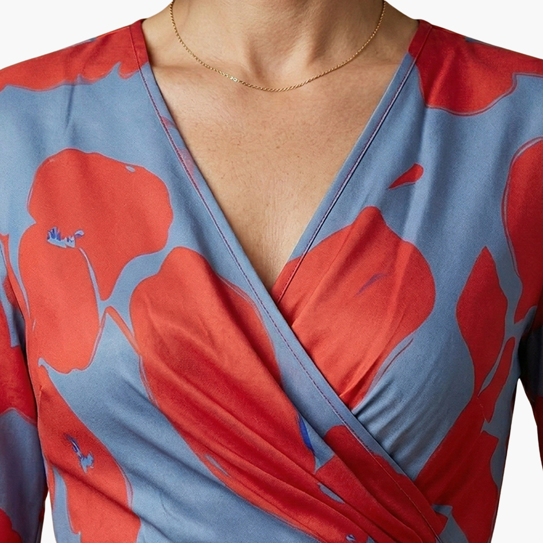 Floral Dress with V-Neck for Women Elegant & Long