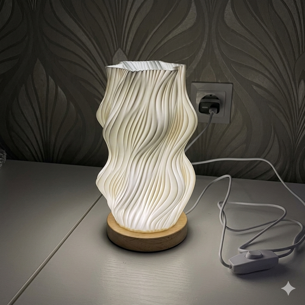 Modern 3D-Printed Wave Table Lamp