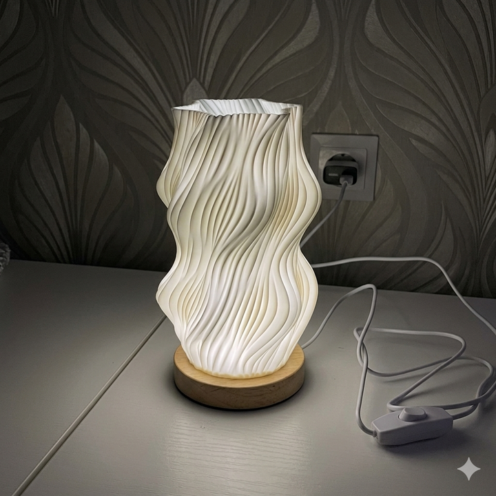 Modern 3D-Printed Wave Table Lamp
