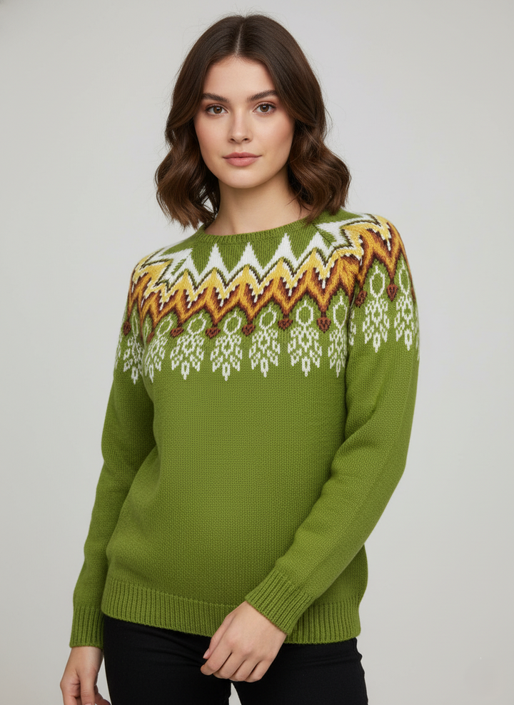 Isla Knit Sweater | Fair Isle Boat Neck Sweater
