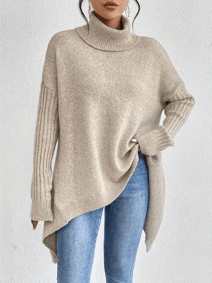 Oversized Turtleneck Sweater for Women – Soft Long Sleeve Jumper for Autumn and Winter Wear