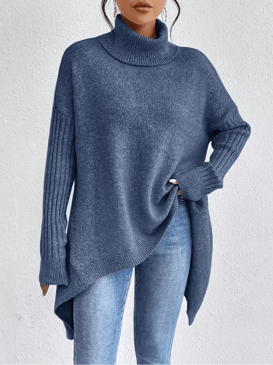 Oversized Turtleneck Sweater for Women – Soft Long Sleeve Jumper for Autumn and Winter Wear