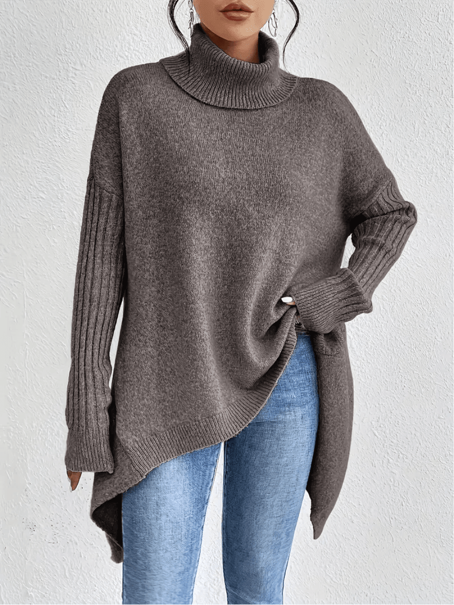 Oversized Turtleneck Sweater for Women – Soft Long Sleeve Jumper for Autumn and Winter Wear