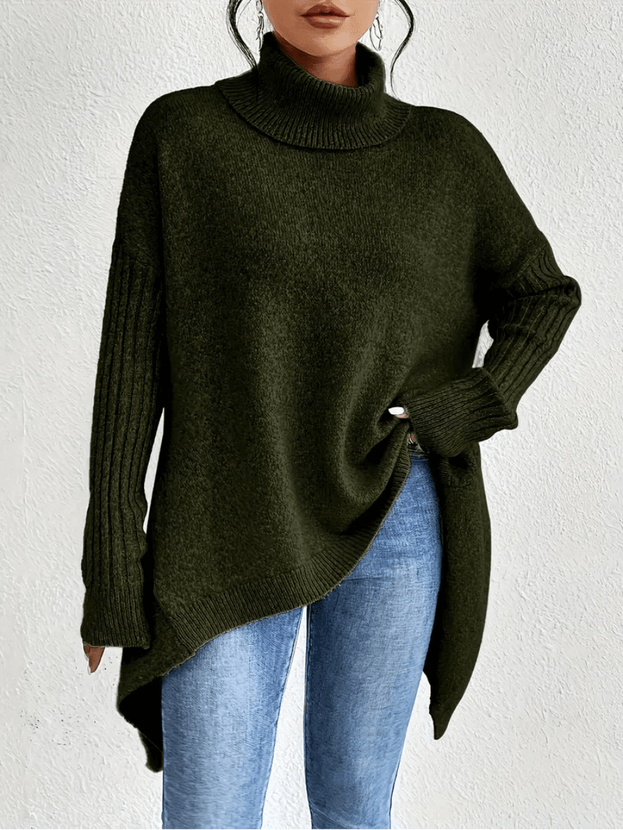 Oversized Turtleneck Sweater for Women – Soft Long Sleeve Jumper for Autumn and Winter Wear