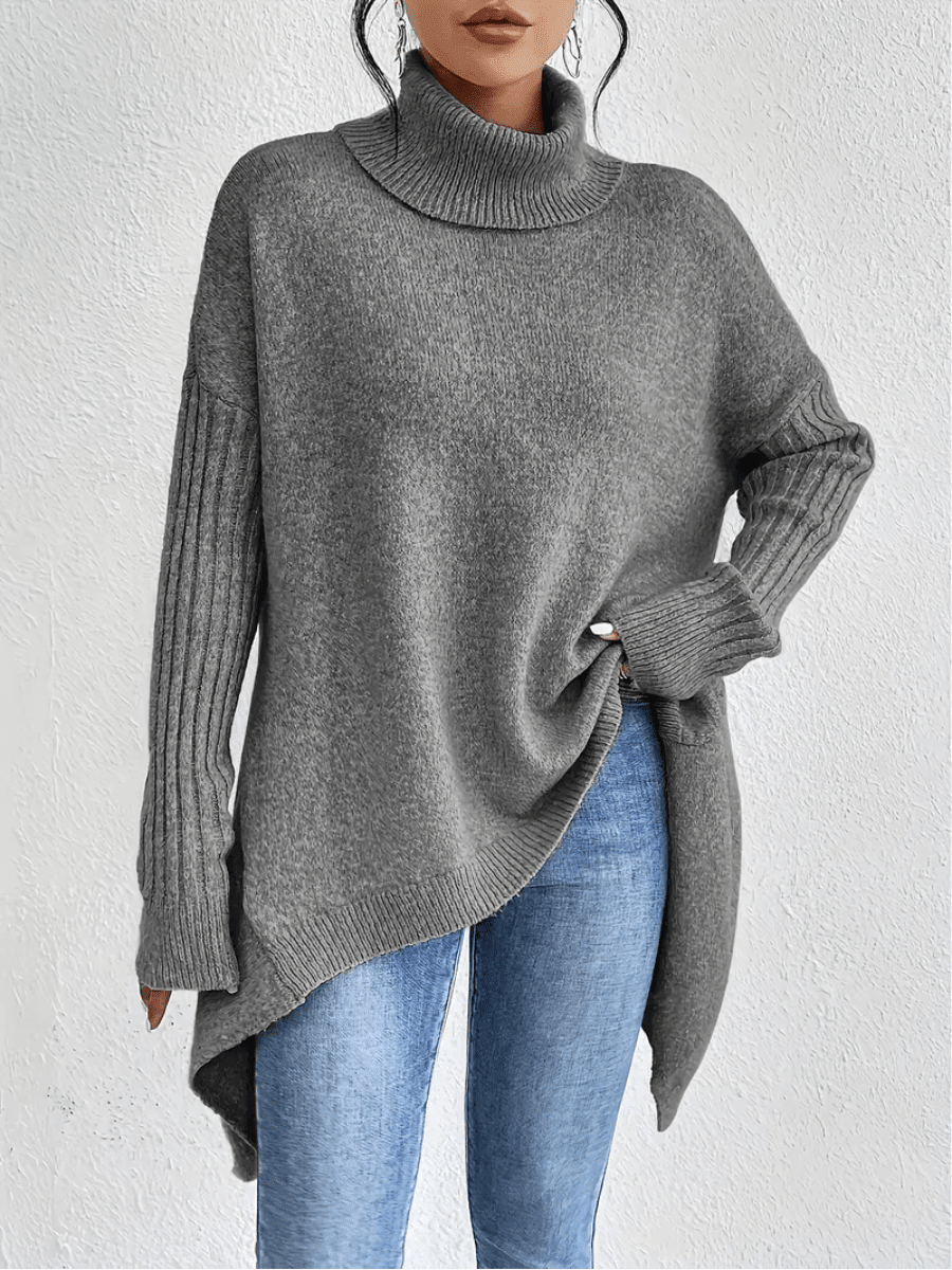 Oversized Turtleneck Sweater for Women – Soft Long Sleeve Jumper for Autumn and Winter Wear