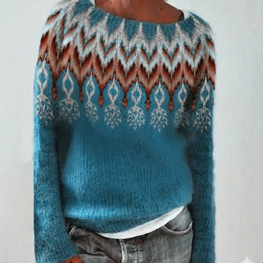 Isla Knit Sweater | Fair Isle Boat Neck Sweater