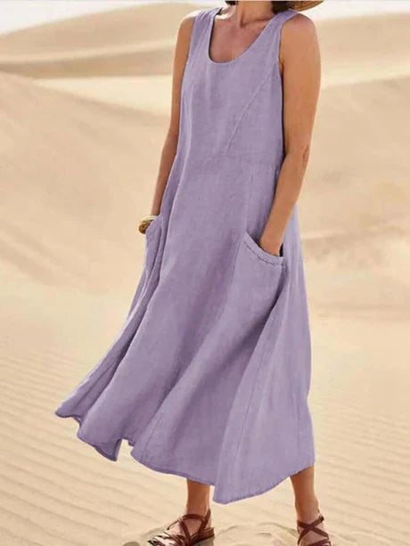 Josephine Dress | Sleeveless Cotton Linen Summer Dress