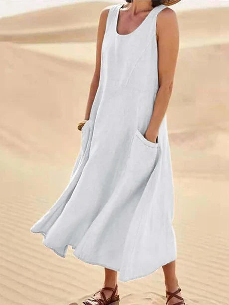 Josephine Dress | Sleeveless Cotton Linen Summer Dress