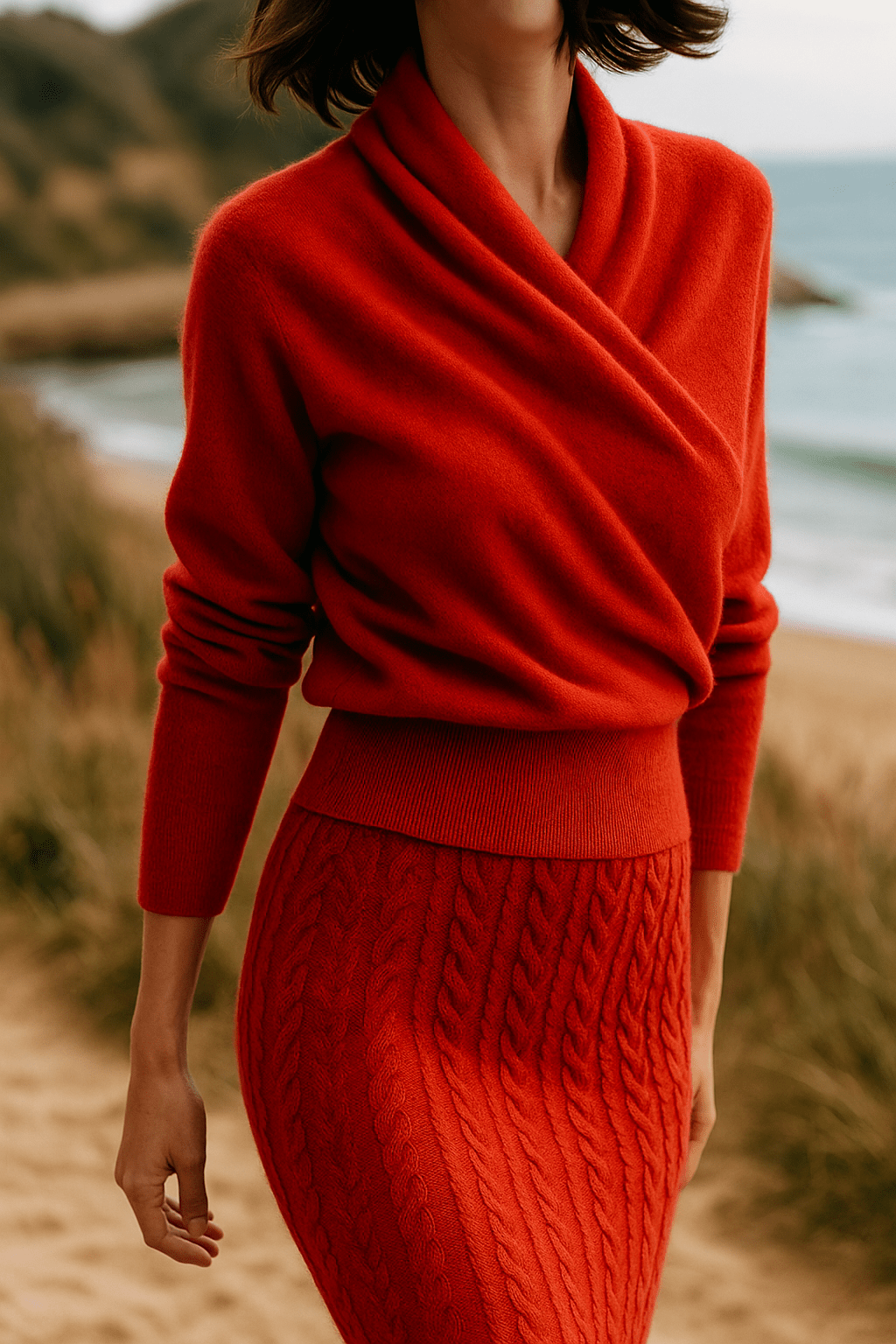 Women’s Cashmere Wrap Sweater – Soft Crossover Knit for Effortless Elegance