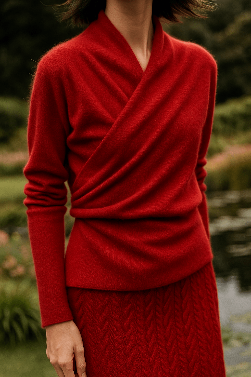 Women’s Cashmere Wrap Sweater – Soft Crossover Knit for Effortless Elegance