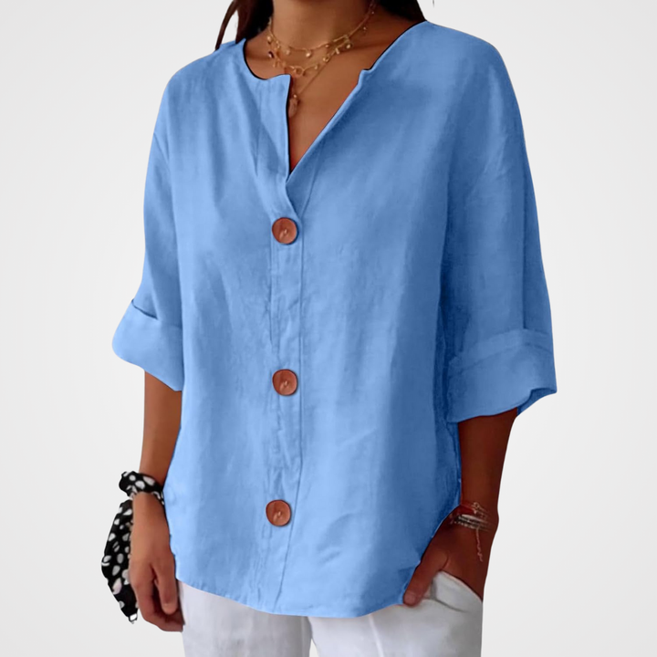 Women's Blue Loose-Fit Lightweight Summer Blouse | Casual Top