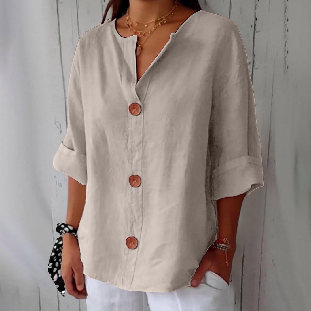 Women's Blue Loose-Fit Lightweight Summer Blouse | Casual Top