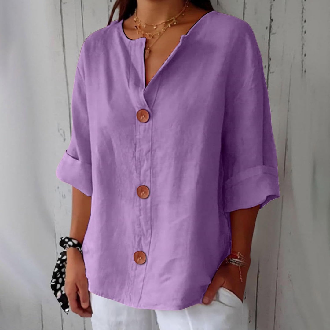 Women's Blue Loose-Fit Lightweight Summer Blouse | Casual Top