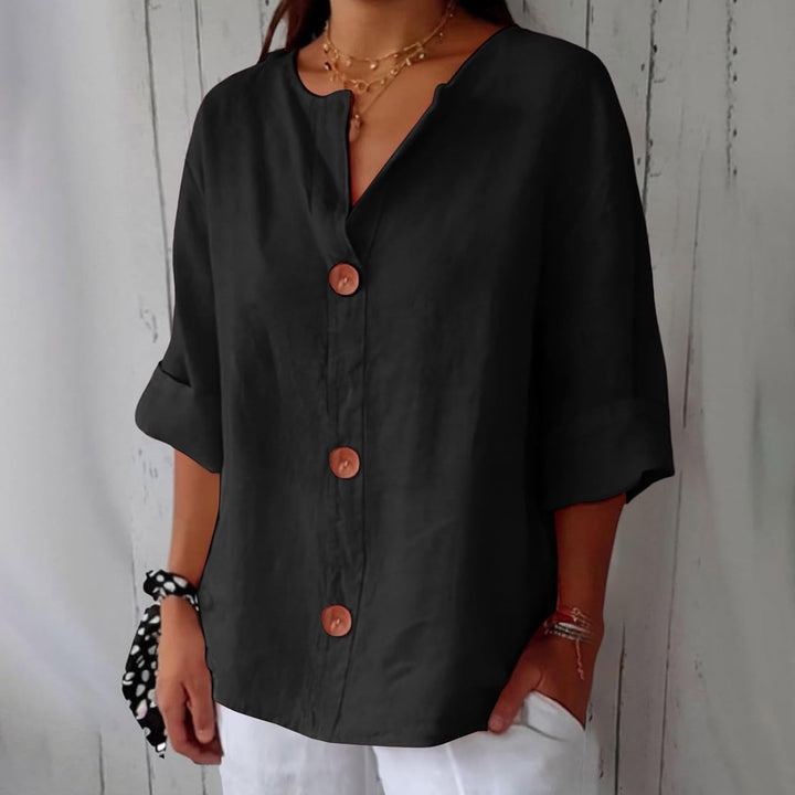 Women's Blue Loose-Fit Lightweight Summer Blouse | Casual Top