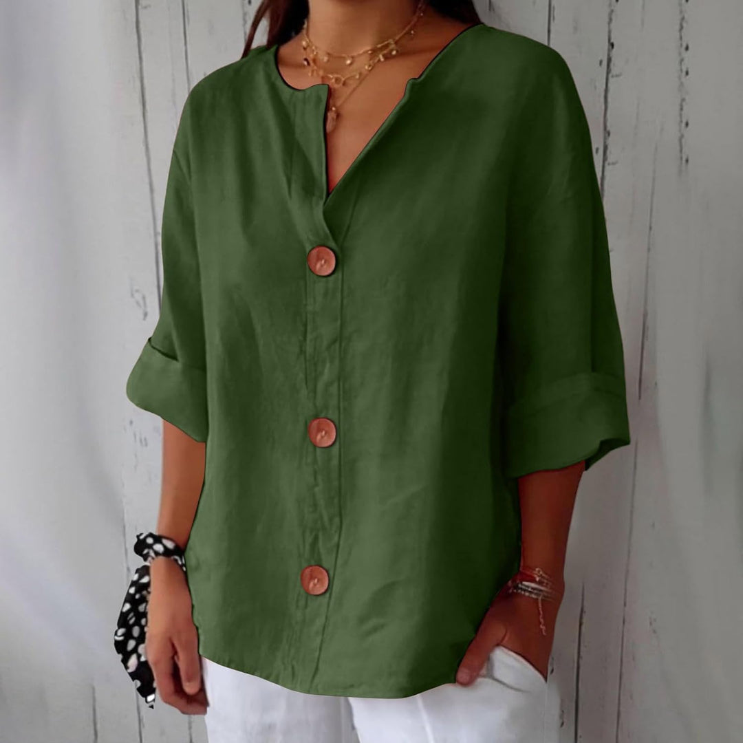 Women's Blue Loose-Fit Lightweight Summer Blouse | Casual Top