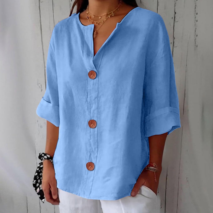 Women's Blue Loose-Fit Lightweight Summer Blouse | Casual Top