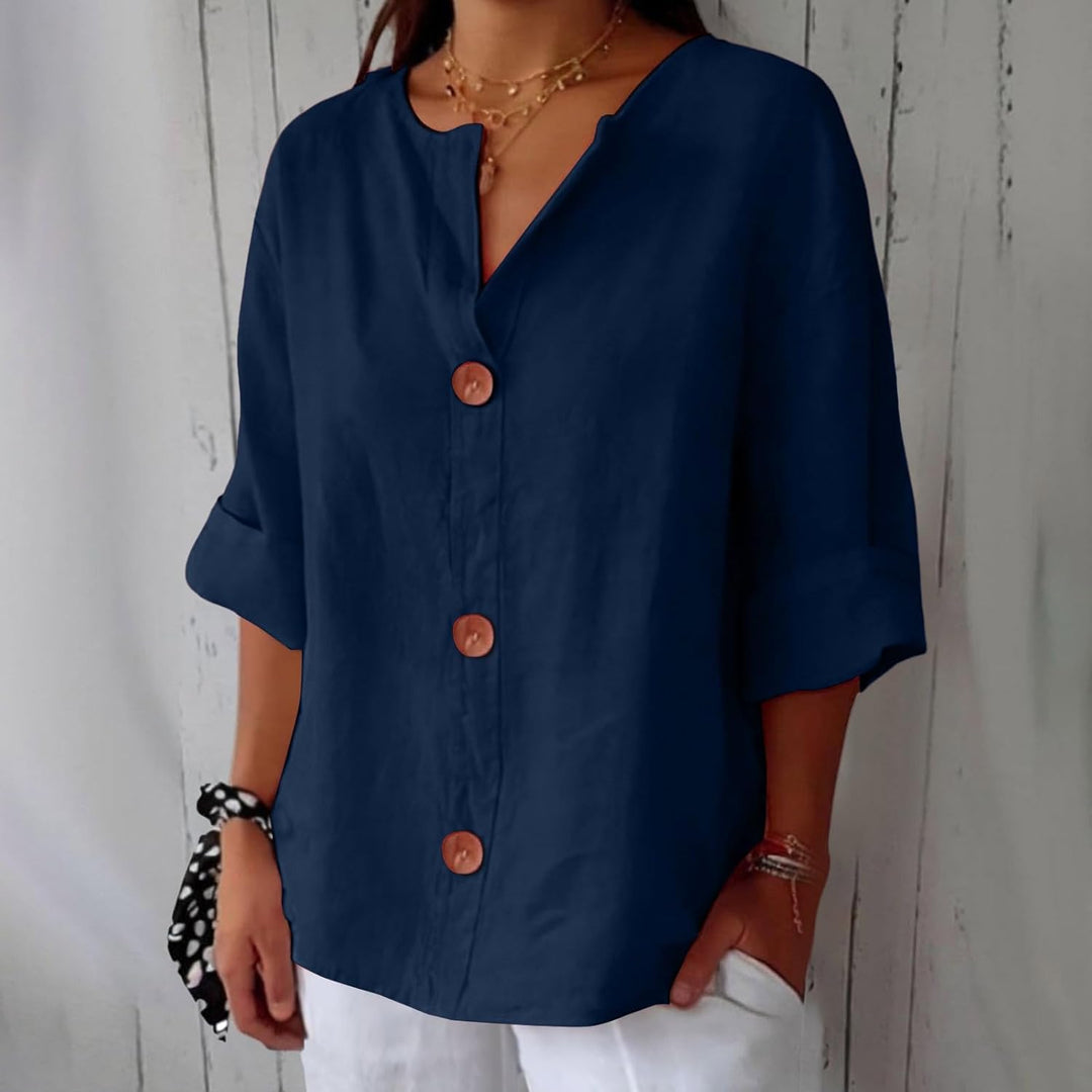 Women's Blue Loose-Fit Lightweight Summer Blouse | Casual Top