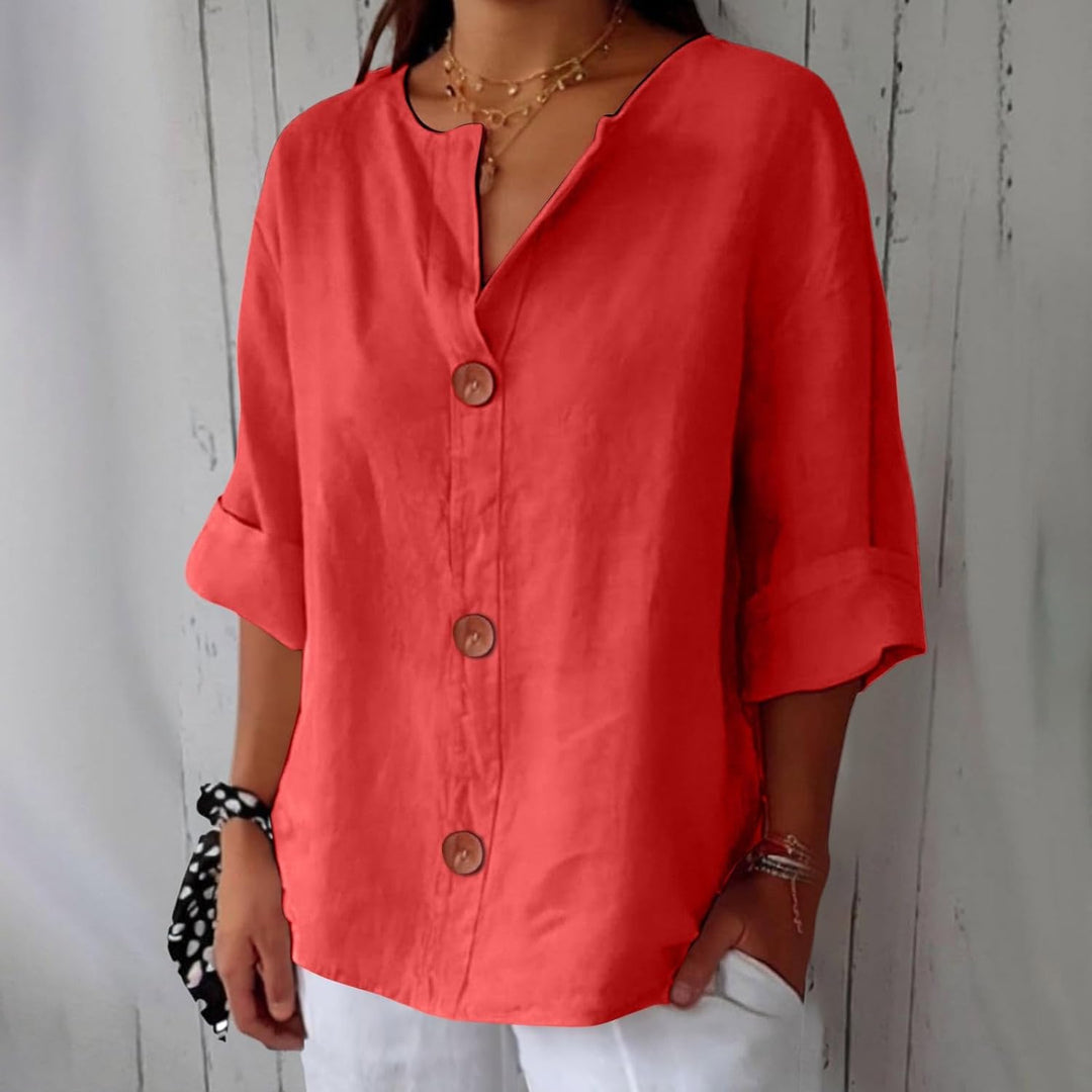 Women's Blue Loose-Fit Lightweight Summer Blouse | Casual Top