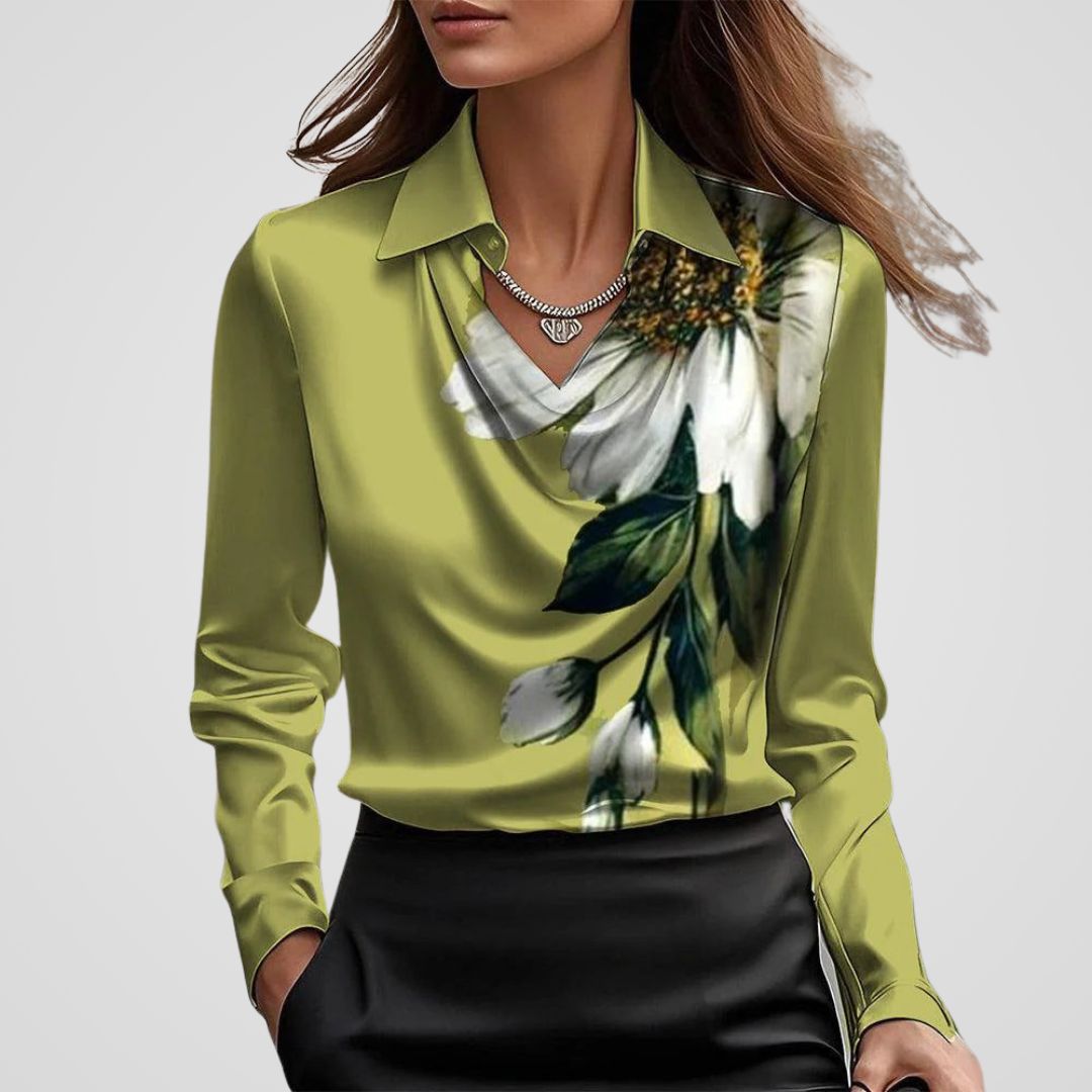 Maria | Women's Elegant Draped Neck Blouse