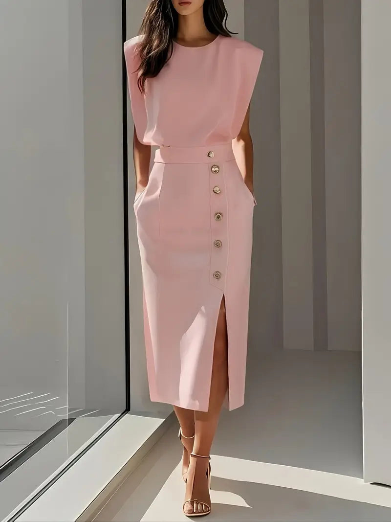 Nina™ | Midi Dress with Side Slit