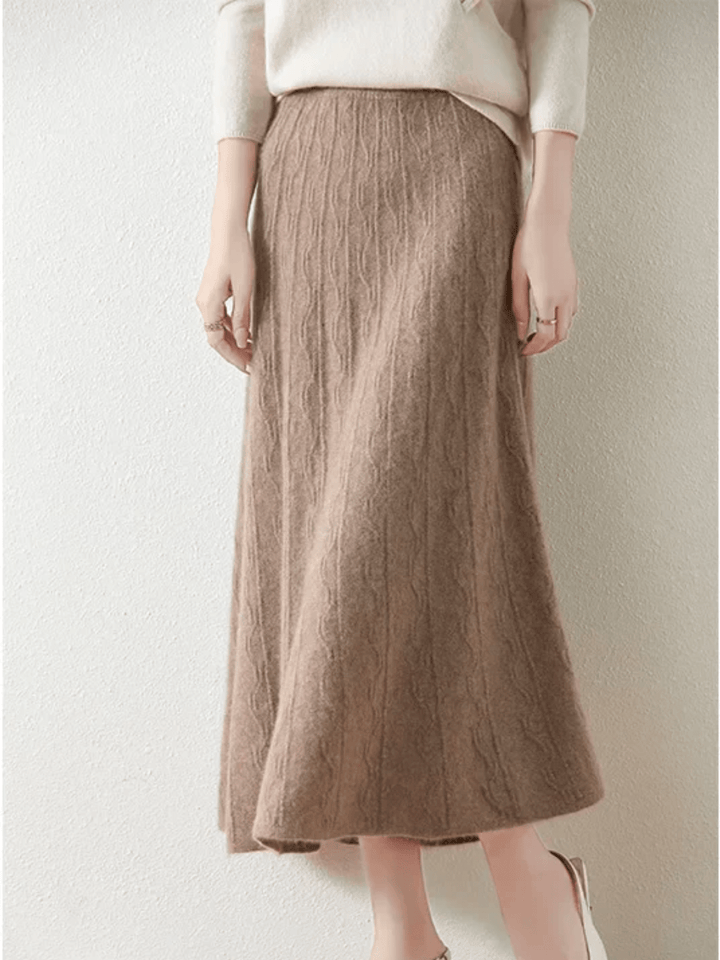 Merino Wool A-Line Midi Skirt – Soft, Warm & Elegant Knit Design