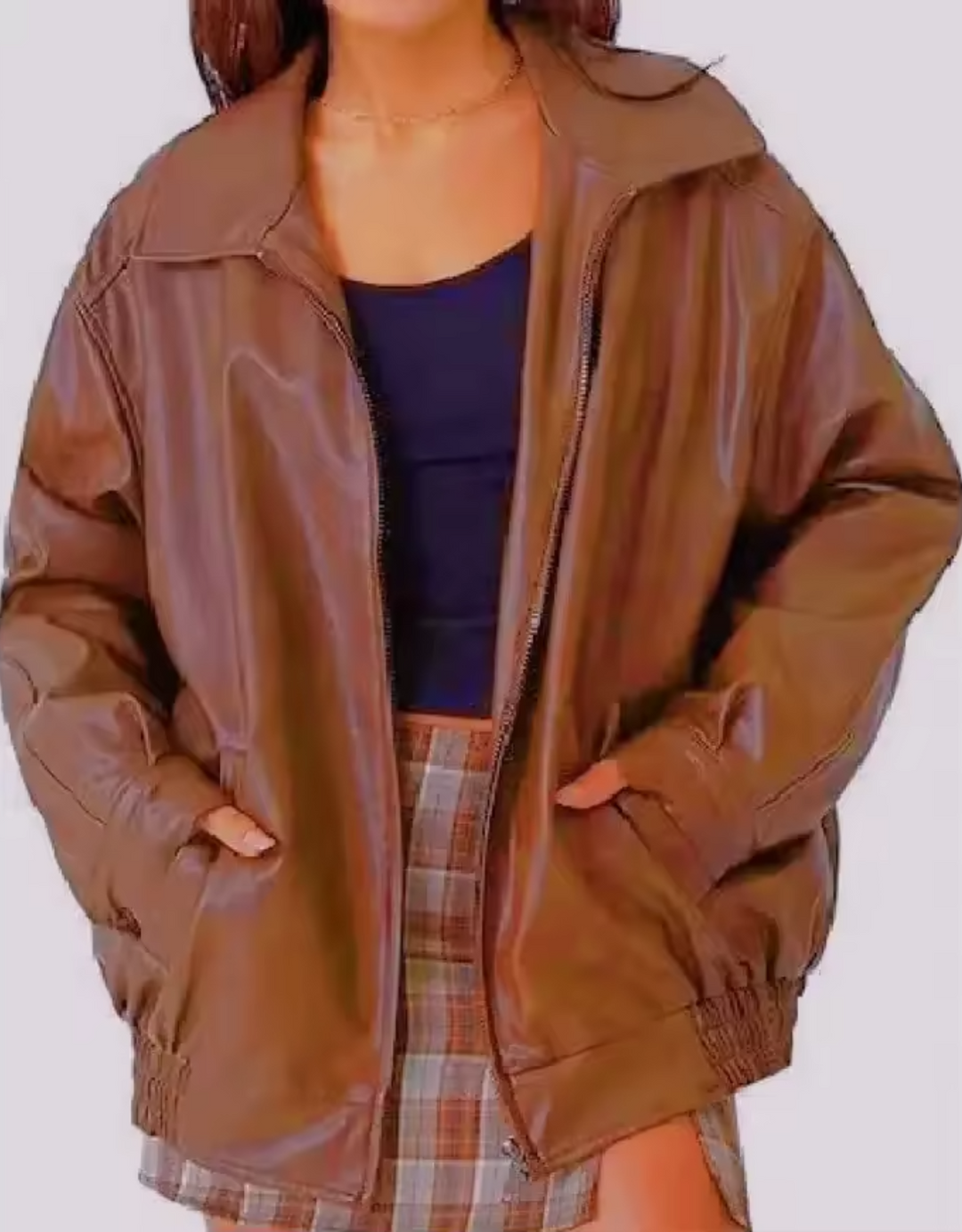 Meadow - Classic Leather Jacket Casual PU Leather