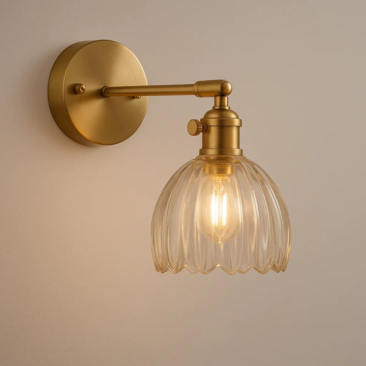 Retro wall lamp with glass tulip knob for indoor use