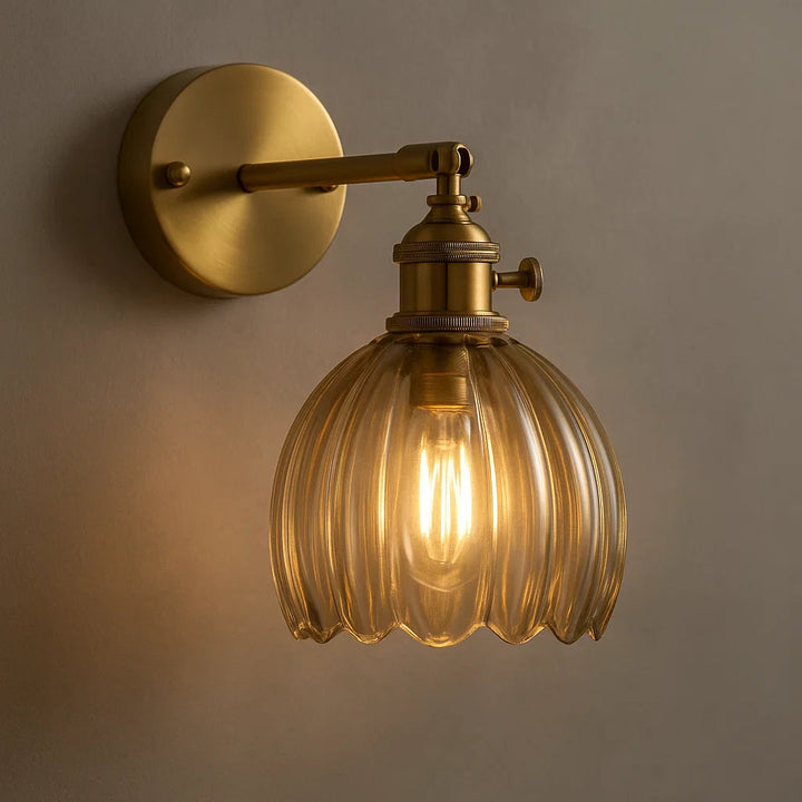 Retro wall lamp with glass tulip knob for indoor use