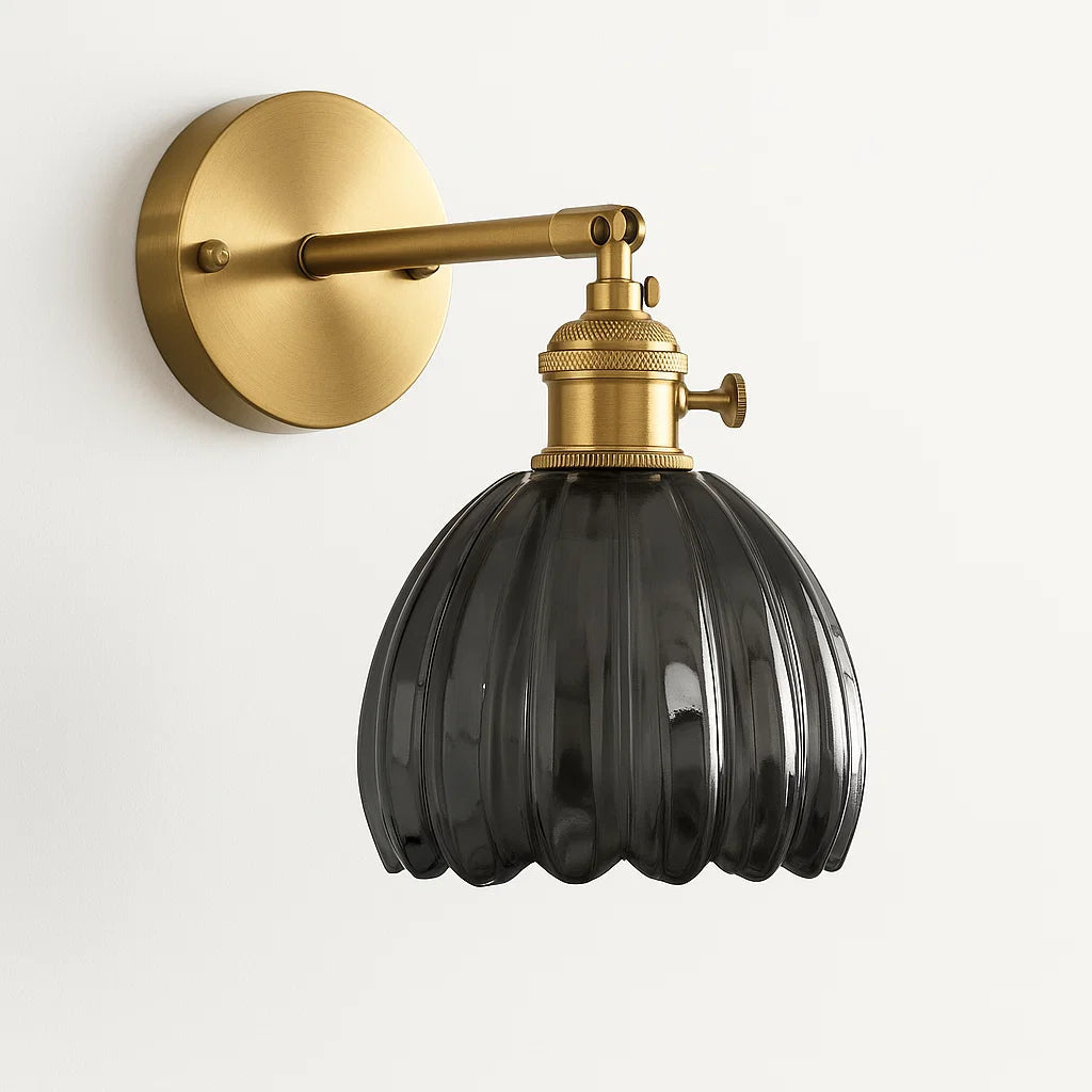 Retro wall lamp with glass tulip knob for indoor use