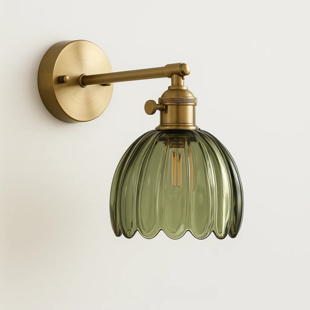 Retro wall lamp with glass tulip knob for indoor use