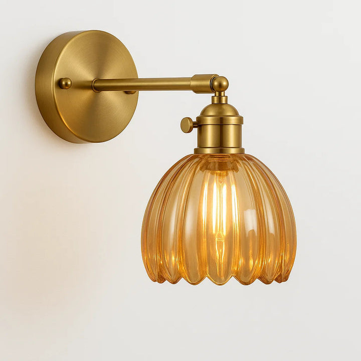 Retro wall lamp with glass tulip knob for indoor use