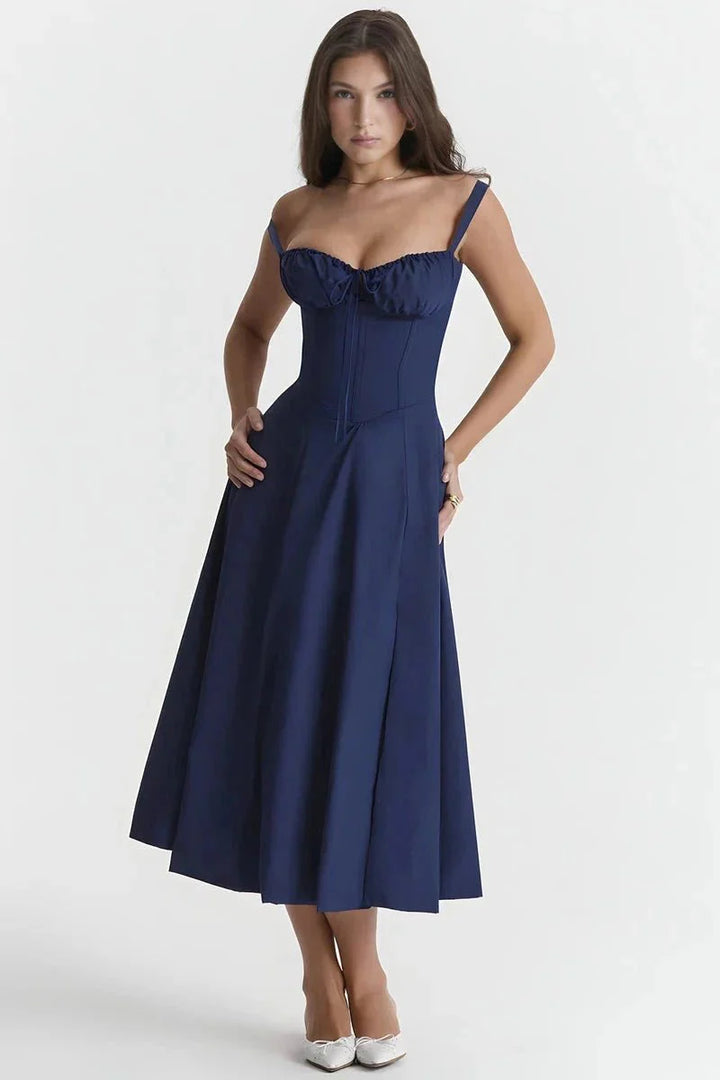 Floral Midi Dress for Women Summer Square Neck Sleeveless A-Line Dress