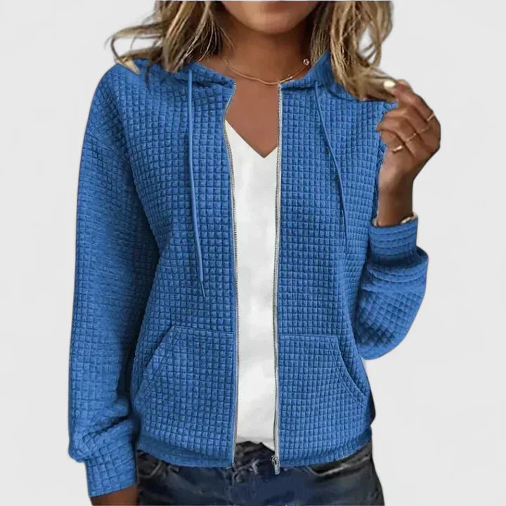 Trudy | Waffle Knit Zip-Up Hoodie Jacket