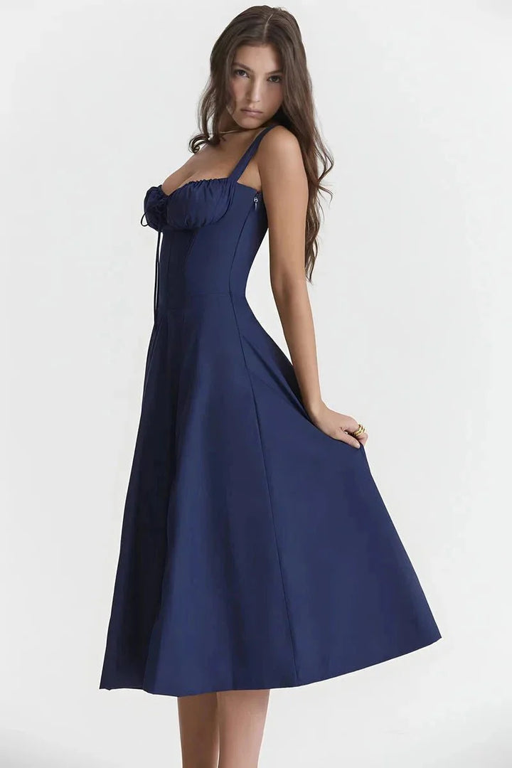 Floral Midi Dress for Women Summer Square Neck Sleeveless A-Line Dress