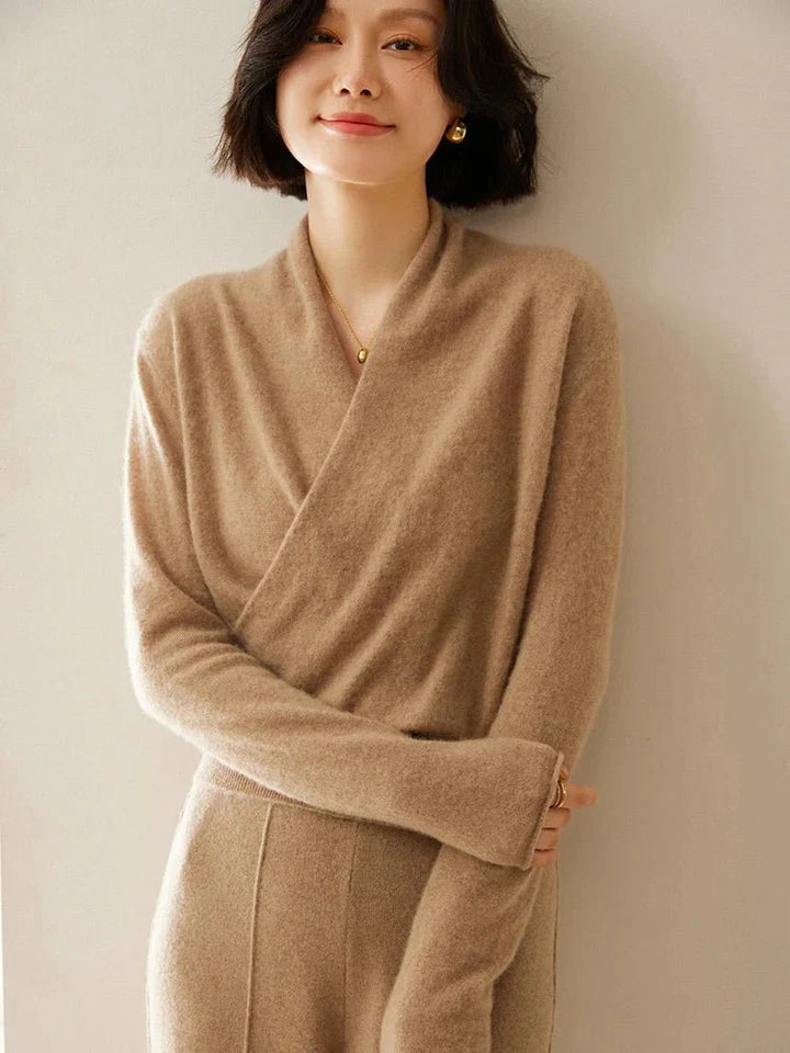 Women’s Cashmere Wrap Sweater – Soft Crossover Knit for Effortless Elegance