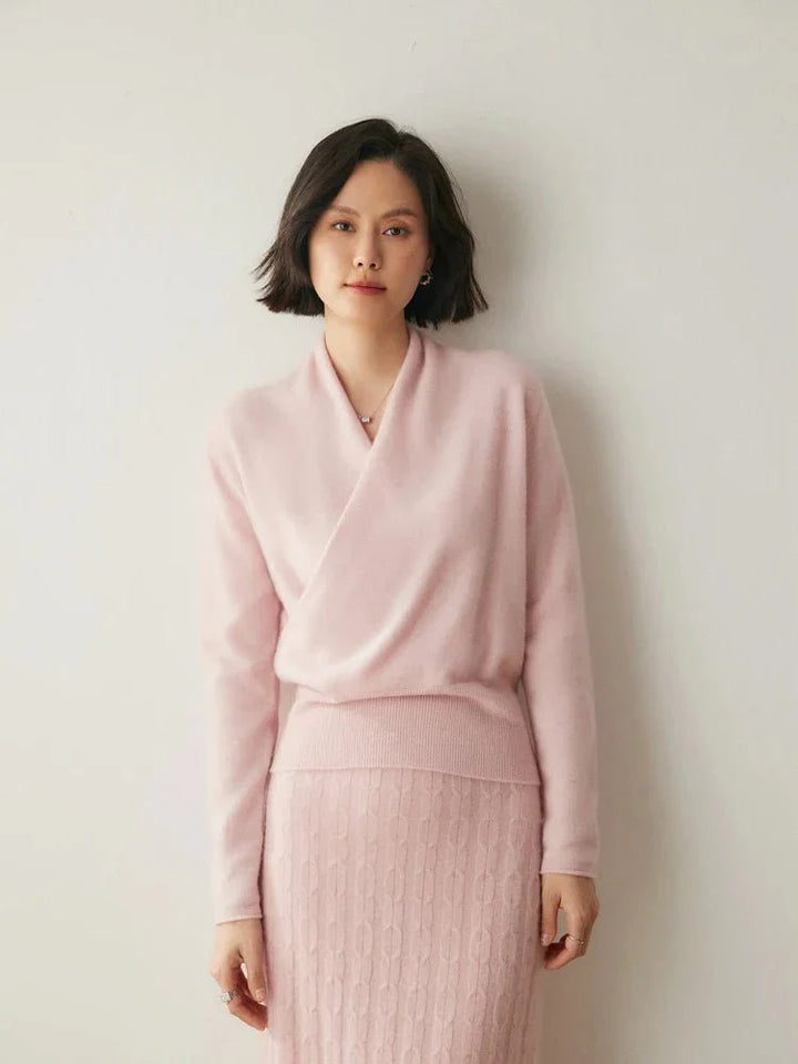 Women’s Cashmere Wrap Sweater – Soft Crossover Knit for Effortless Elegance