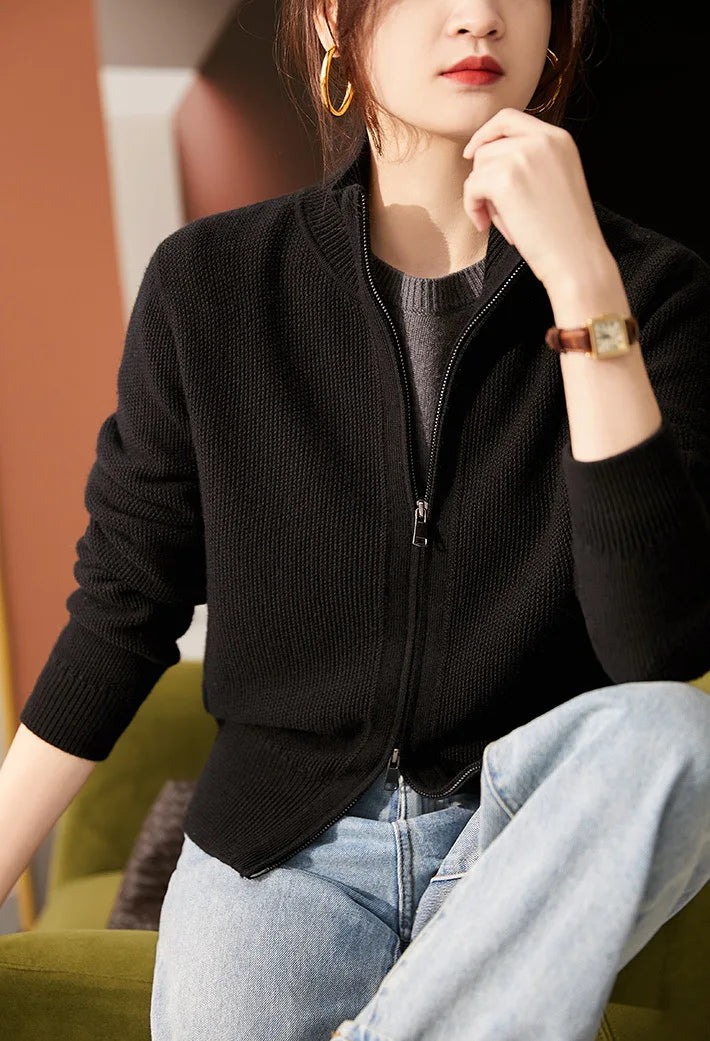 Natasha Wool Zip Cardigan