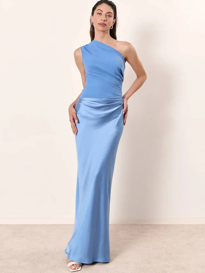 Eliza - Women's One-Shoulder Patchwork Maxi Dress