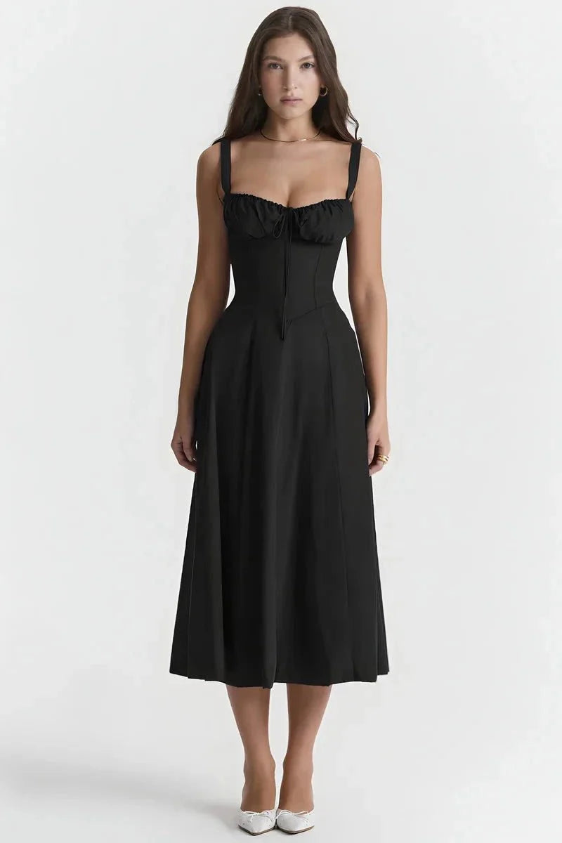Floral Midi Dress for Women Summer Square Neck Sleeveless A-Line Dress