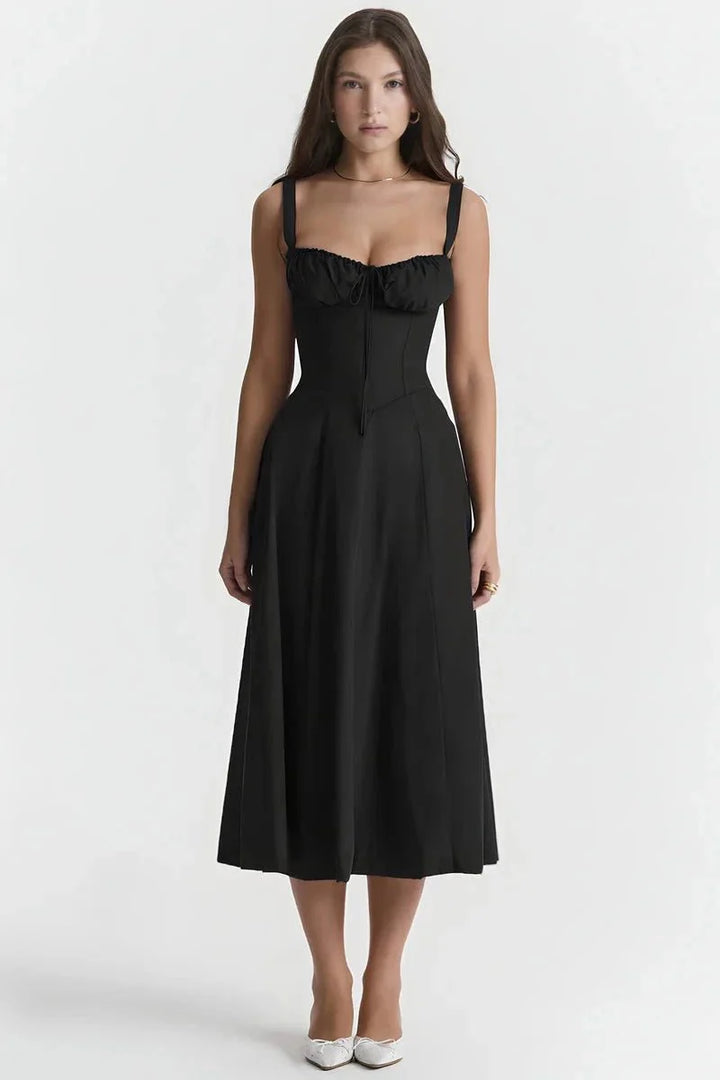 Floral Midi Dress for Women Summer Square Neck Sleeveless A-Line Dress
