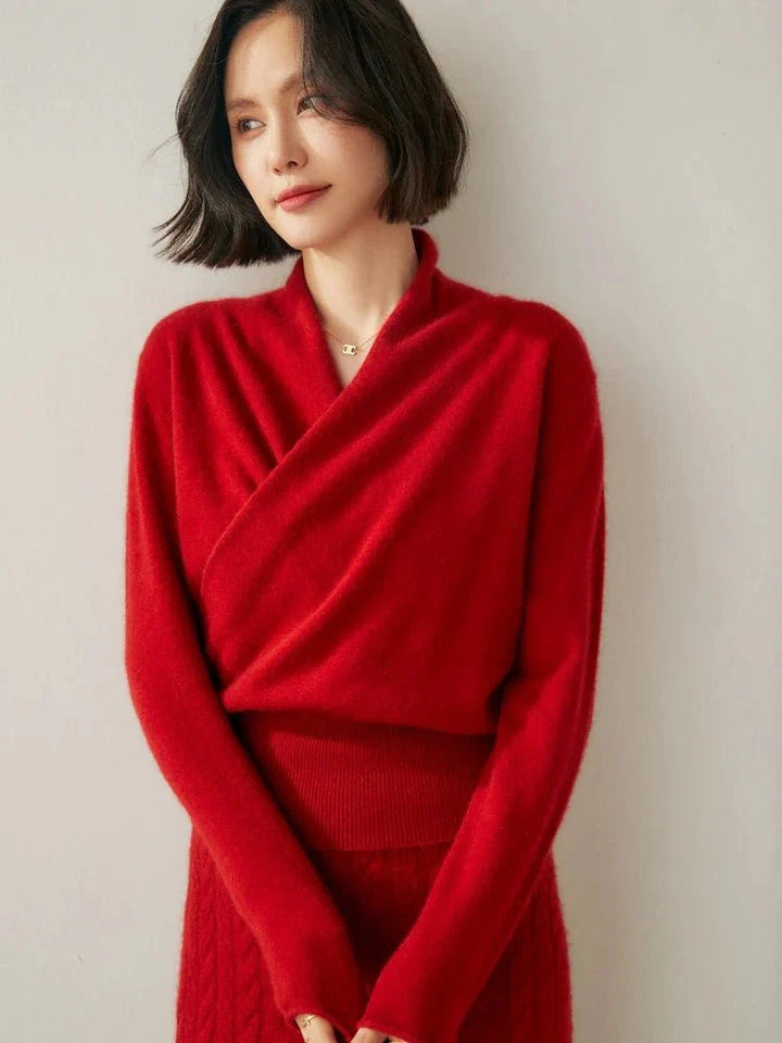 Women’s Cashmere Wrap Sweater – Soft Crossover Knit for Effortless Elegance
