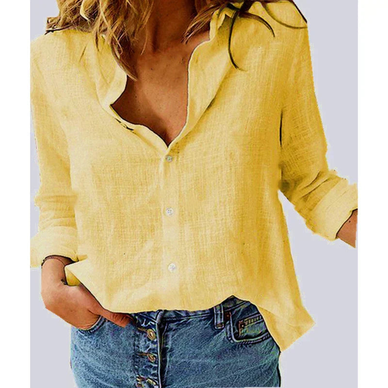 Scarlett - Relaxed Bird-Print Button-Up Blouse