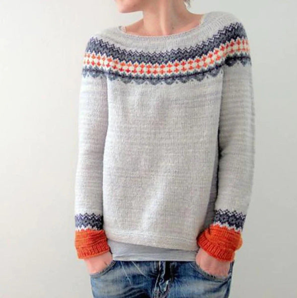 Isla Knit Sweater | Fair Isle Boat Neck Sweater
