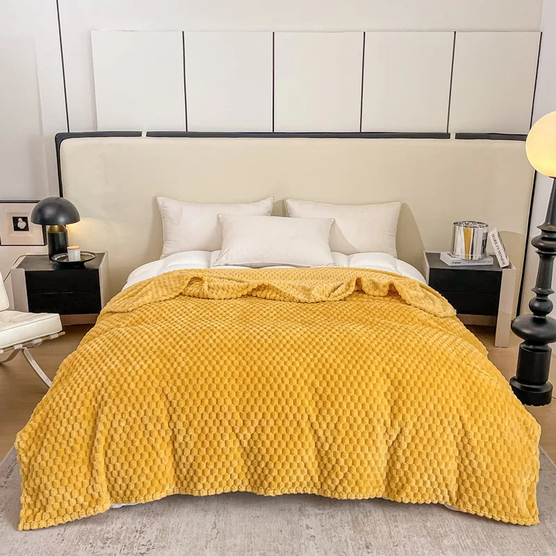 Plaid Soft Warm Plush Velvet Blanket – Cozy Sofa Throw & Bedspread for Adults, Kids & Pets