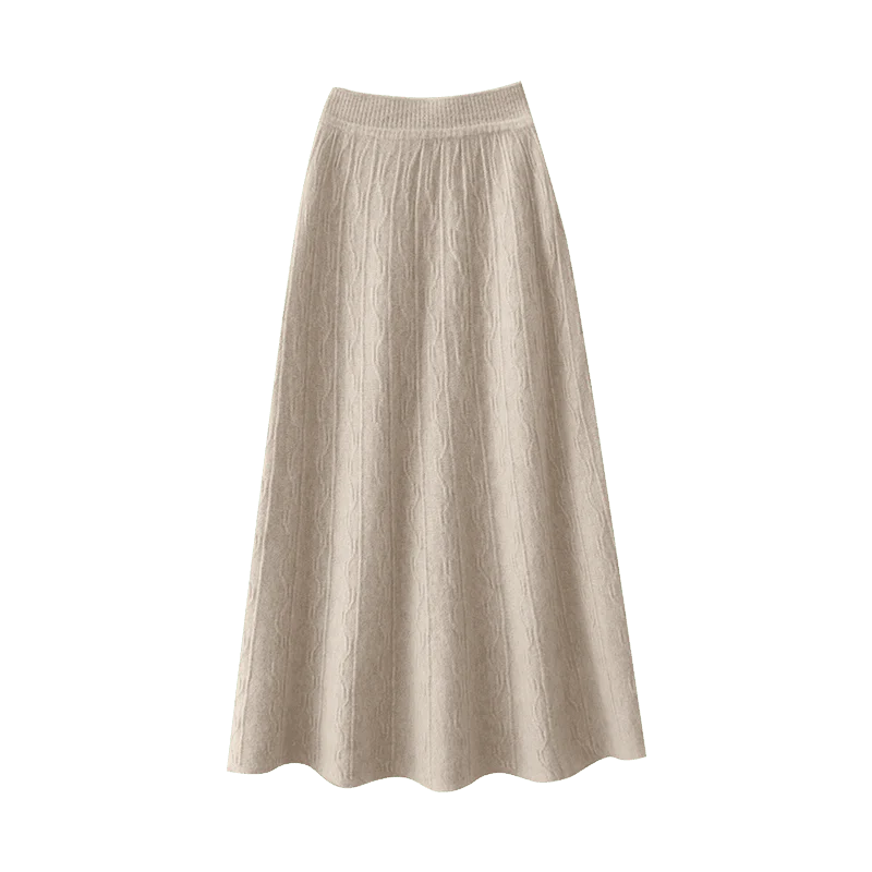 Merino Wool A-Line Midi Skirt – Soft, Warm & Elegant Knit Design