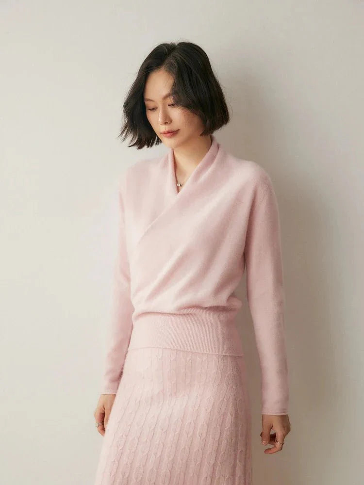 Women’s Cashmere Wrap Sweater – Soft Crossover Knit for Effortless Elegance