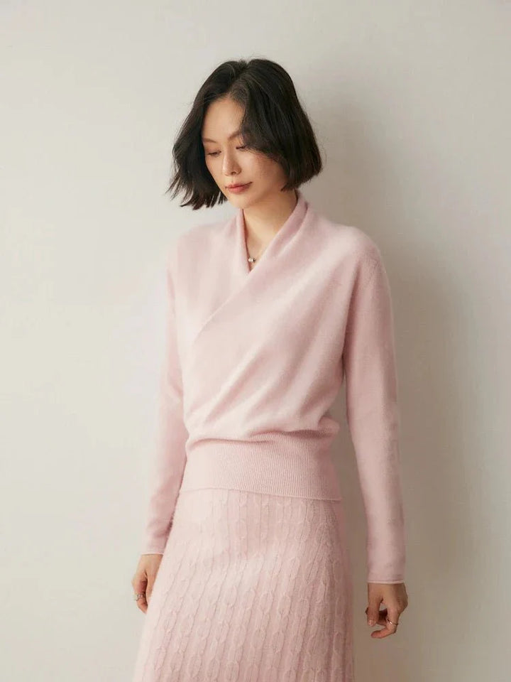 Women’s Cashmere Wrap Sweater – Soft Crossover Knit for Effortless Elegance
