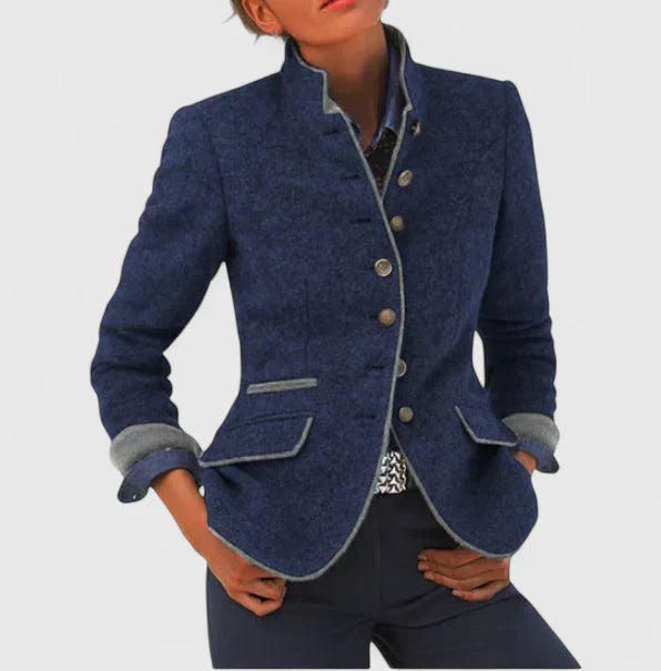 Eileen | Stand Collar Tailored Wool Cardigan